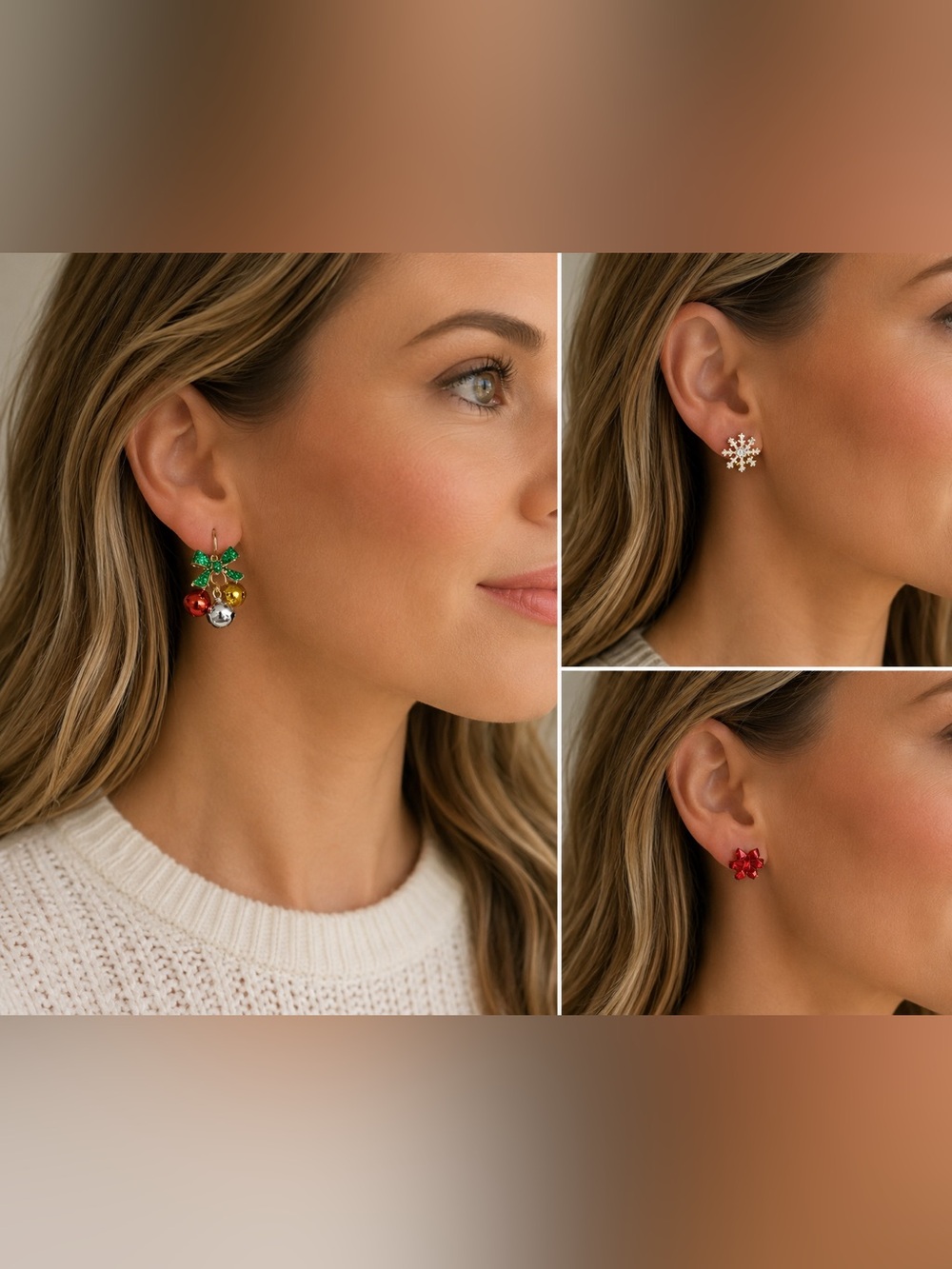 5 pairs of fun Christmas themed earrings